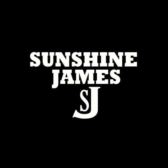 Text logo with bold white letters on black background reading 'SUNSHINE JAMES SJ'.