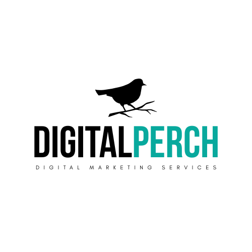 Logo with a black bird silhouette, the words 'DIGITAL PERCH' in bold, and smaller text 'DIGITAL MARKETING SERVICES'.