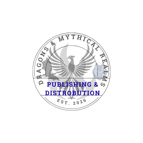 Circular logo with a phoenix, text, and a blue overlay reading 'Publishing & Distribution'.