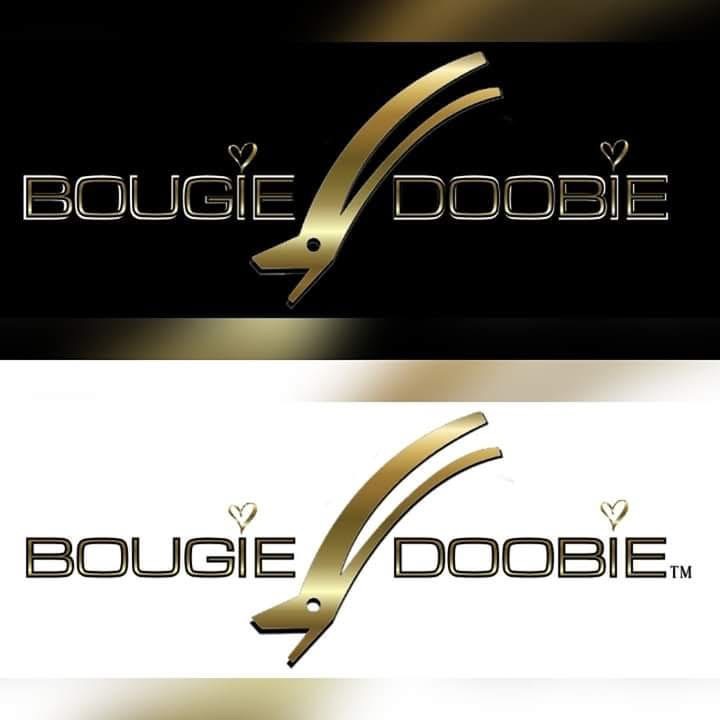 Logo with gold stylized 'G' and text 'BOUGIE DOOBIE' on black and white backgrounds.