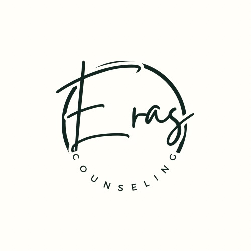 Logo with the word 'Eras' and 'Counseling' in a circular arrangement, with a stylized 'E' and 'r' in the center.