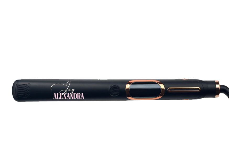 Black pen with gold accents and a signature reading 'Alexandra' on the body.