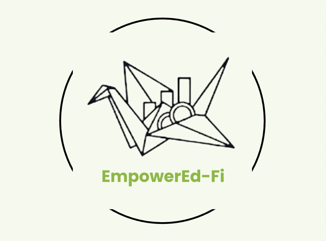 Line drawing of geometric shapes with the text 'EmpowerEd-Fi' below, on a light background.