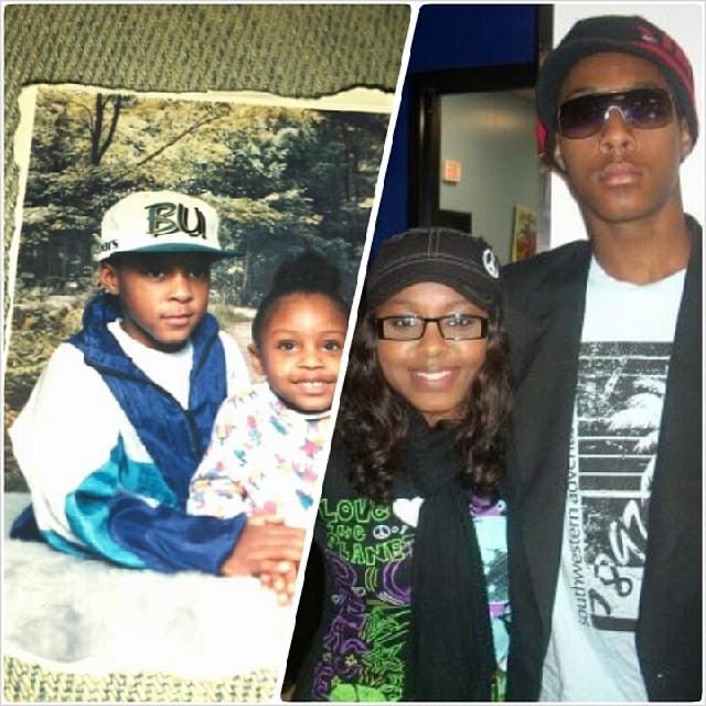 Two children and two adults smiling, one adult wearing sunglasses and a hat, the other wearing glasses, in a casual setting.