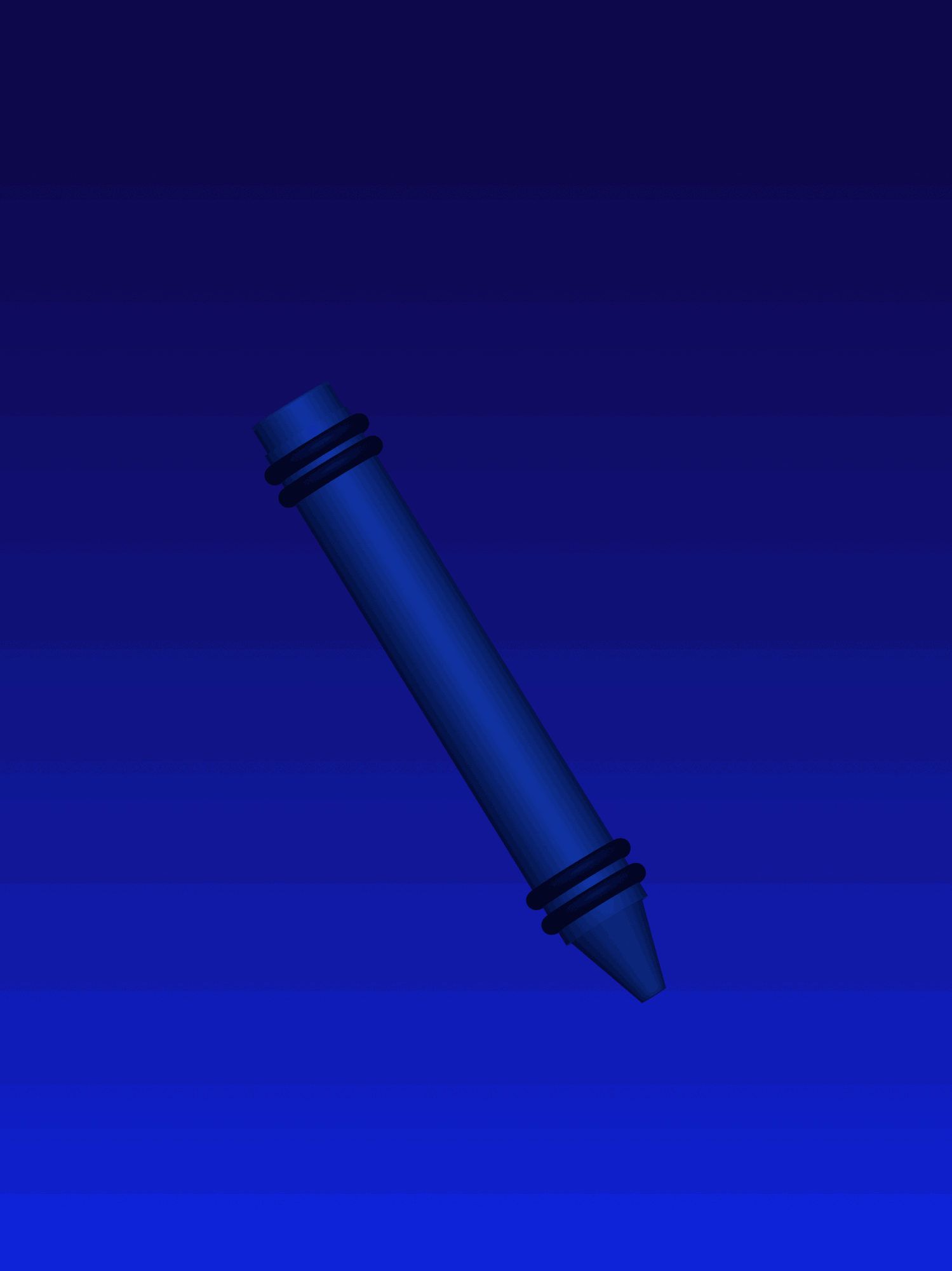 Blue crayon floating diagonally against a dark blue background.