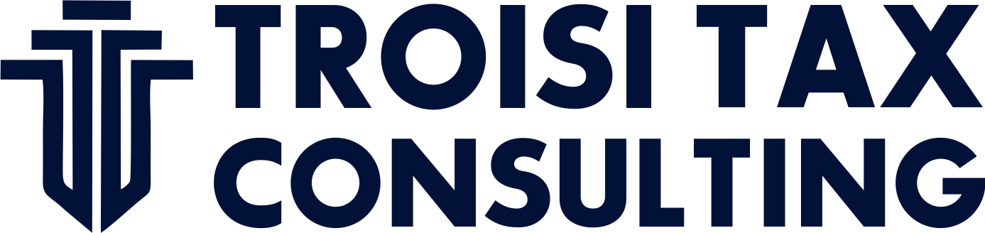 Logo with text 'Troisi Tax Consulting' and a stylized emblem.