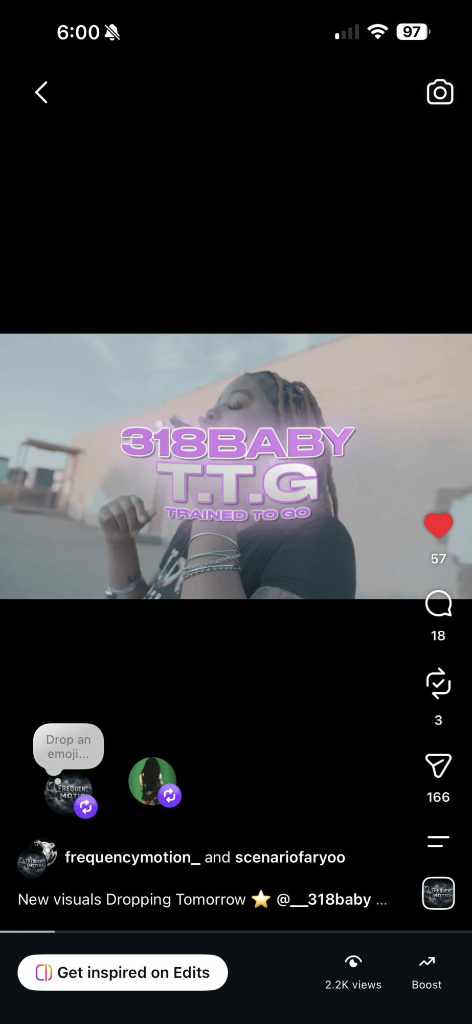 Person with long hair standing outdoors, text overlay reads '318BABY T.T.G'.