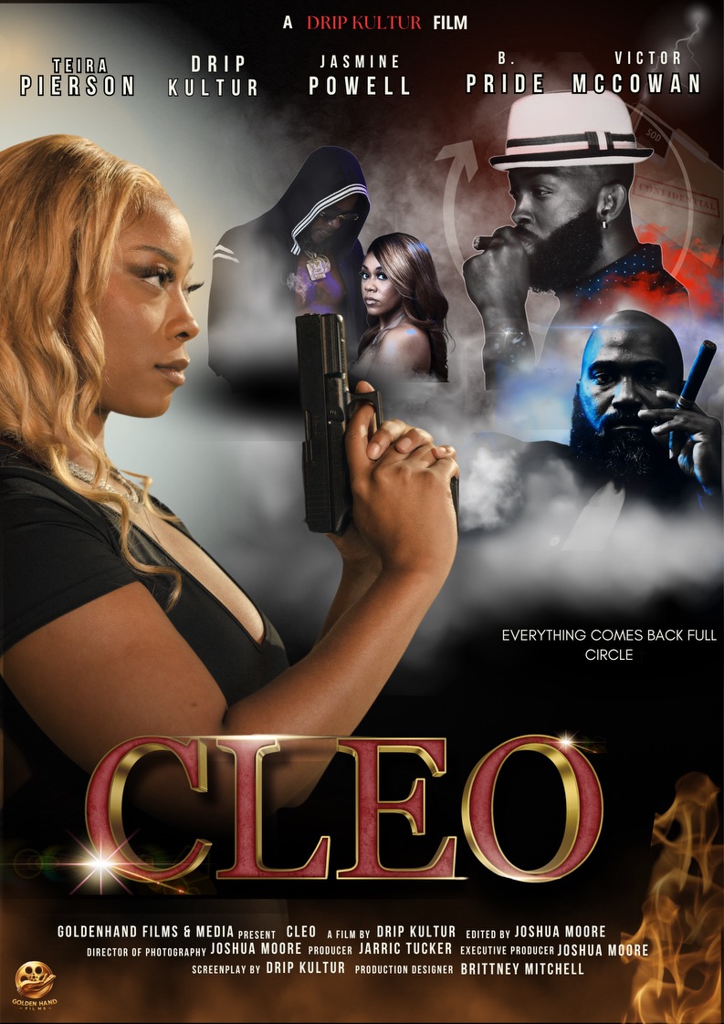Woman with blonde hair holding a gun, with multiple characters and a cityscape in the background, movie title at bottom.