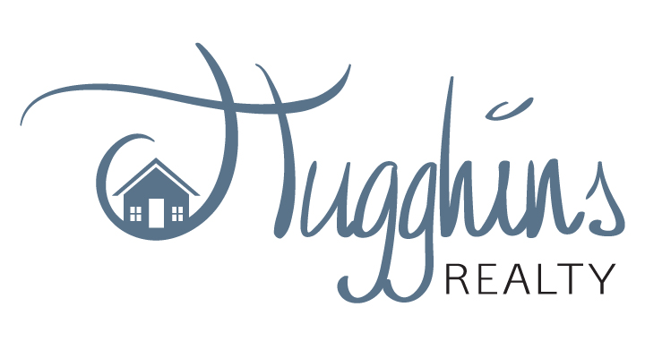 Logo with a house inside a circle and the words 'Hughes Realty' in script and print.