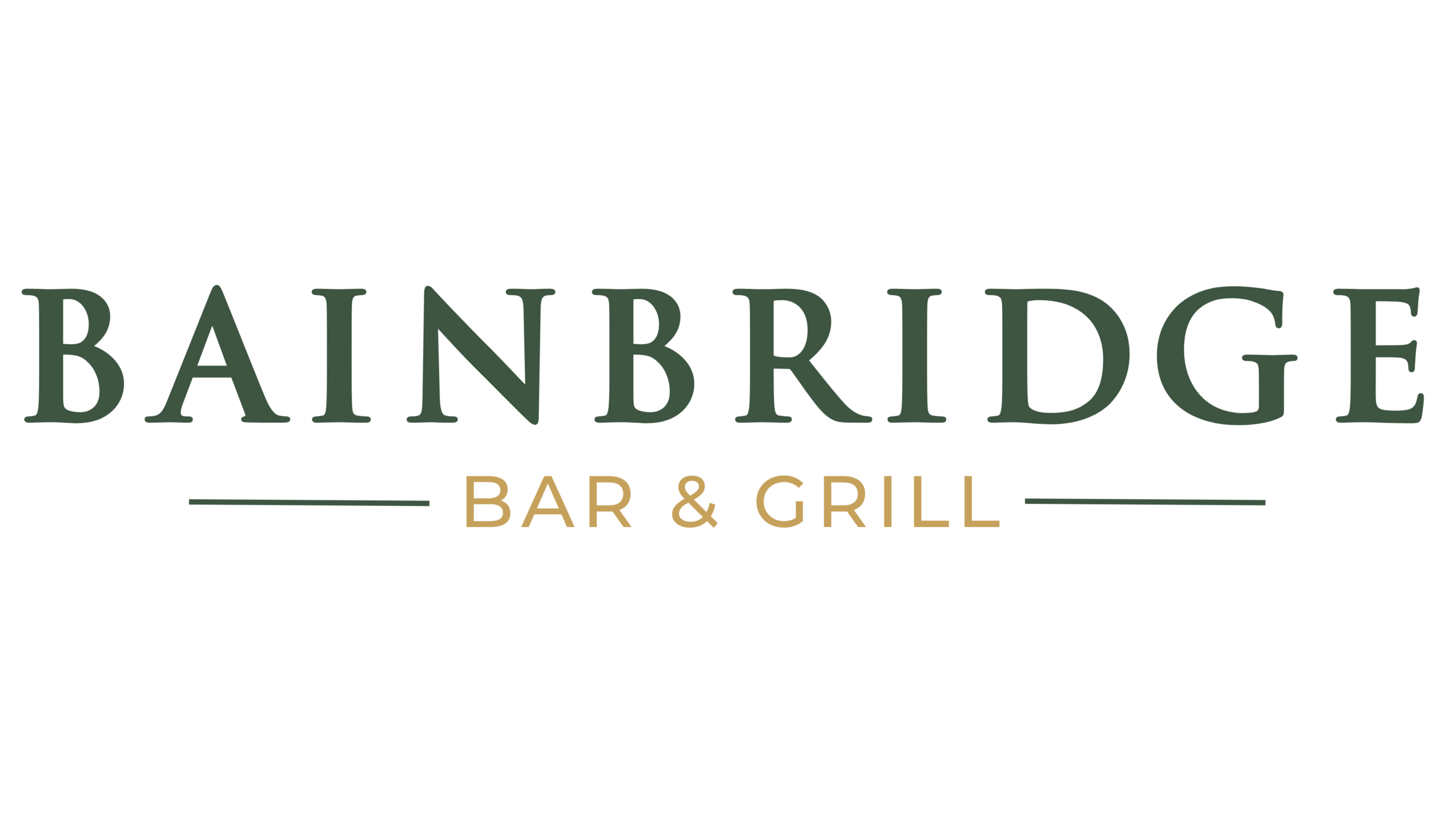 Bainbridge Bar & Grill logo with text on a black background.