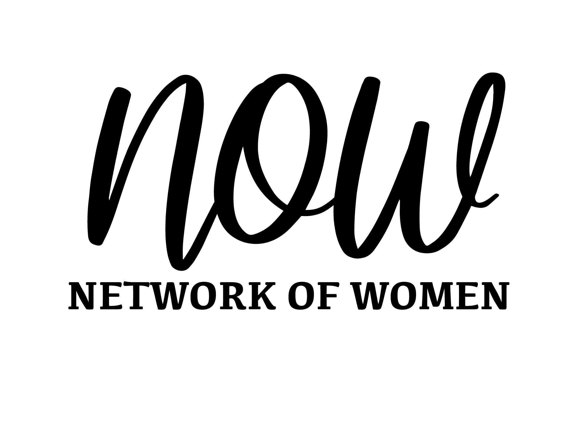 Logo with the word 'now' in large script and 'NETWORK OF WOMEN' below in smaller text