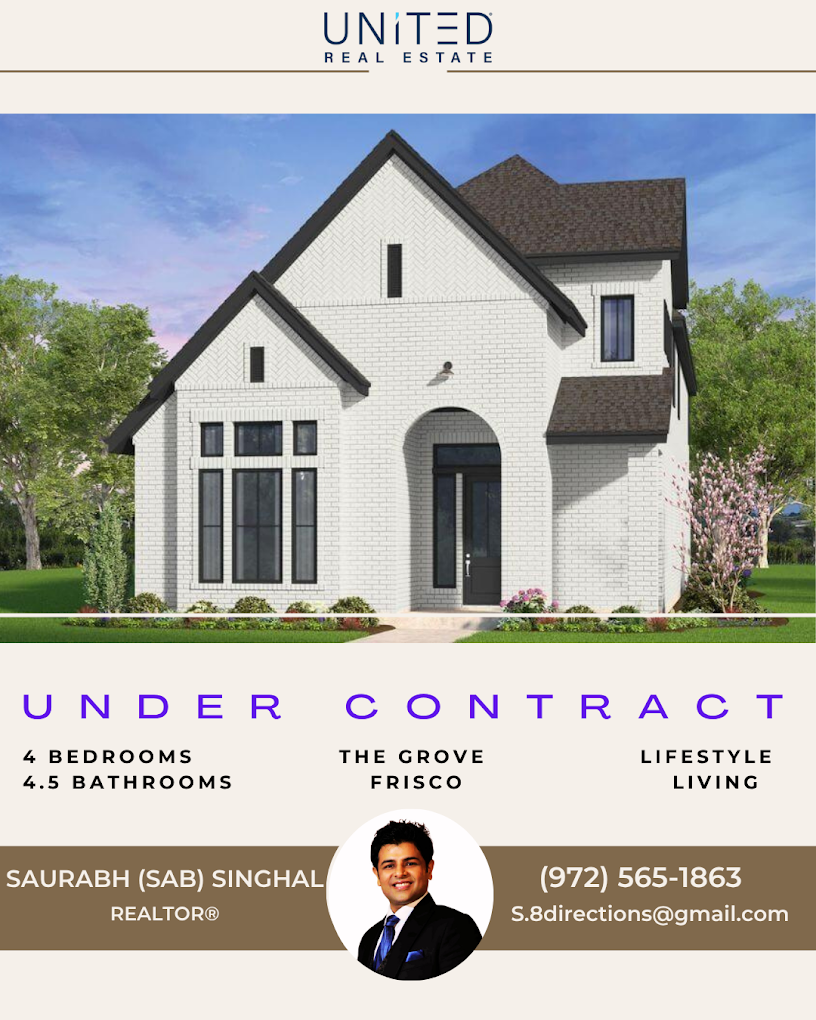 Real estate flyer for a house with white exterior, black roof, and large windows, featuring contact details and a realtor's photo.