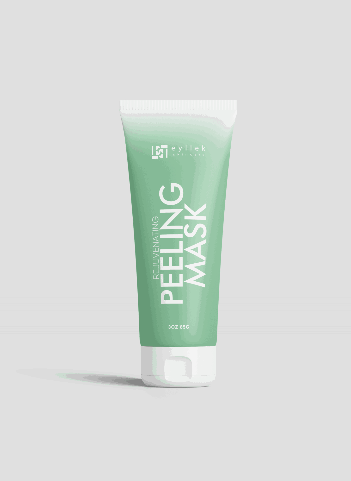 Green tube labeled 'Peeling Mask' with white text, standing upright on a light gray background.